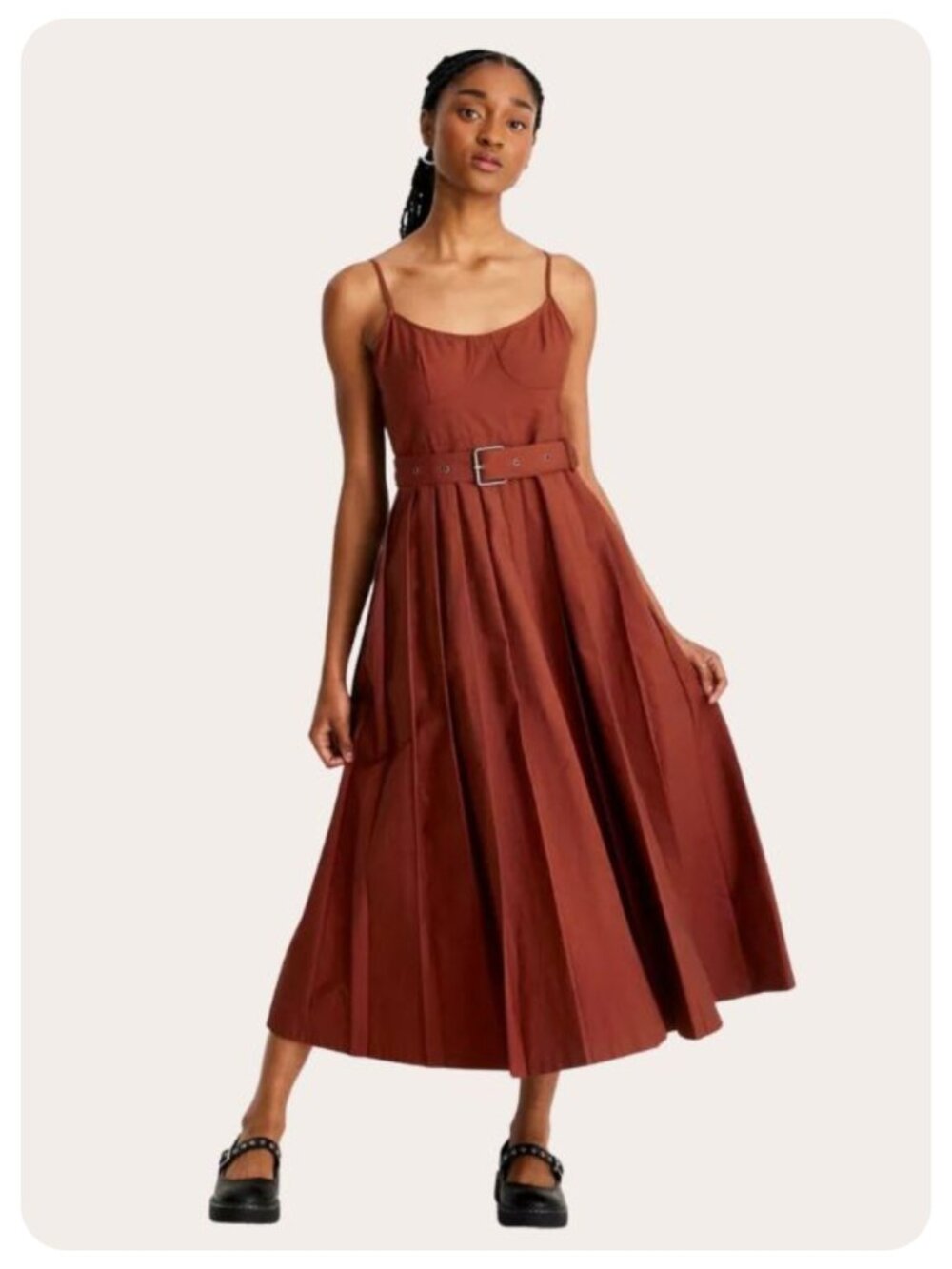 Future Collective Reese Blutstein Pleated Spaghetti Strap Midi Dress sz 14